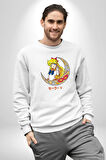 Sailor Moon Ay Savaşcısı Anime Kadın Erkek Beyaz Sweatshirt 