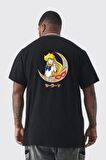 Sailor Moon Ay Savaşcısı Anime Büyük Beden Siyah Tişört Kadın Erkek Ünisex Sırt Baskılı