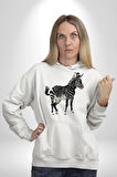 Zürafa Kadın Erkek  Beyaz Kapüşonlu Sweatshirt Hoodie
