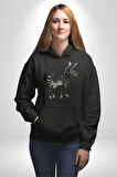 Zürafa Kadın Erkek  Siyah Kapüşonlu Sweatshirt Hoodie