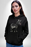 Zürafa Kadın Erkek  Siyah Kapüşonlu Sweatshirt Hoodie