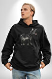 Zürafa Kadın Erkek  Siyah Kapüşonlu Sweatshirt Hoodie
