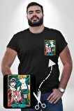 Spy X Family Anime Özel Tasarım Siyah Büyük Beden Kadın Basic Minimal Baskılı Tişört