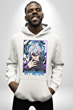Jujutsu Vintage Washed - Megumi Gojo Anime Manga Kadın Erkek  Beyaz Kapüşonlu Sweatshirt Hoodie