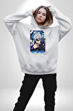 Jujutsu Vintage Washed - Megumi Gojo Anime Manga Kadın Erkek  Beyaz Kapüşonlu Sweatshirt Hoodie
