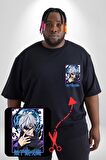 Jujutsu Vintage Washed - Megumi Gojo Anime Manga Siyah Büyük Beden Kadın Basic Minimal Baskılı Tişört