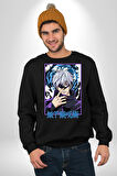 Jujutsu Vintage Washed - Megumi Gojo Anime Manga Kadın Erkek Siyah Sweatshirt 