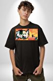 Hunter X Hunter Anime  Pamuklu Bisiklet Yaka Kadın Erkek Oversize Boyfriend Dijital Baskılı Siyah T-shirt