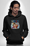OP Manga Anime Monkey D.Luffy Kadın Erkek  Siyah Kapüşonlu Sweatshirt Hoodie