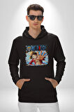 OP Manga Anime Monkey D.Luffy Kadın Erkek  Siyah Kapüşonlu Sweatshirt Hoodie