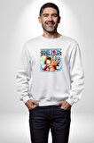 OP Manga Anime Monkey D.Luffy Kadın Erkek Beyaz Sweatshirt 