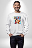 OP Manga Anime Monkey D.Luffy Kadın Erkek Beyaz Sweatshirt 