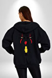 Pennywise Vs Georgie Korku Filmi Kadın Erkek Siyah Kapüşonlu Fermuarlı Baskılı Hırka Sweatshirt