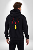 Pennywise Vs Georgie Korku Filmi Kadın Erkek Siyah Kapüşonlu Fermuarlı Baskılı Hırka Sweatshirt