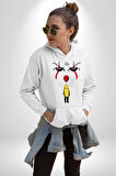 Pennywise Vs Georgie Korku Filmi Kadın Erkek  Beyaz Kapüşonlu Sweatshirt Hoodie