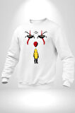 Pennywise Vs Georgie Korku Filmi Kadın Erkek Beyaz Sweatshirt 