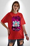 Toni Toni Chopper One Piece Anime Pamuklu Bisiklet Yaka Kadın Erkek Oversize Boyfriend Dijital Baskılı Kırmızı T-shirt