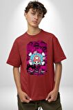 Toni Toni Chopper One Piece Anime Pamuklu Bisiklet Yaka Kadın Erkek Oversize Boyfriend Dijital Baskılı Kırmızı T-shirt