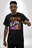 One Piece Nico Robin Pamuklu Bisiklet Yaka Kadın Erkek Oversize Boyfriend Dijital Baskılı Siyah T-shirt