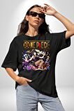 One Piece Nico Robin Pamuklu Bisiklet Yaka Kadın Erkek Oversize Boyfriend Dijital Baskılı Siyah T-shirt