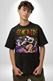 One Piece Nico Robin Pamuklu Bisiklet Yaka Kadın Erkek Oversize Boyfriend Dijital Baskılı Siyah T-shirt