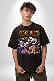 One Piece Nico Robin Pamuklu Bisiklet Yaka Kadın Erkek Oversize Boyfriend Dijital Baskılı Siyah T-shirt