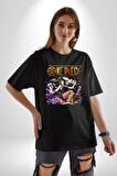 One Piece Nico Robin Pamuklu Bisiklet Yaka Kadın Erkek Oversize Boyfriend Dijital Baskılı Siyah T-shirt