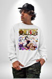 One Piece Nico Robin Kadın Erkek Beyaz Sweatshirt 