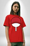 Sasuke Uchiha Sembolü Anime Pamuklu Bisiklet Yaka Kadın Erkek Oversize Boyfriend Dijital Baskılı Kırmızı T-shirt