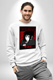 Sasuke Uchiha Sembolü Anime Kadın Erkek Beyaz Sweatshirt 