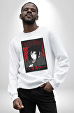 Sasuke Uchiha Sembolü Anime Kadın Erkek Beyaz Sweatshirt 