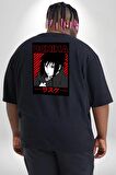 Sasuke Uchiha Sembolü Anime Büyük Beden Siyah Tişört Kadın Erkek Ünisex Sırt Baskılı
