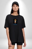 Uzumaki Naruto Anime Siyah Oversize Kadın Erkek Ön Orta Minimal Baskılı Tişört