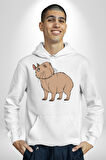 Chispi Kadın Erkek  Beyaz Kapüşonlu Sweatshirt Hoodie