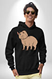 Chispi Kadın Erkek  Siyah Kapüşonlu Sweatshirt Hoodie
