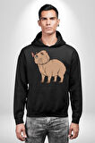 Chispi Kadın Erkek  Siyah Kapüşonlu Sweatshirt Hoodie