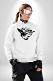 Yoda Star Wars Kadın Erkek Beyaz Sweatshirt 