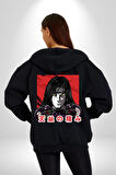 Orochimaru Anime Kadın Erkek Siyah Kapüşonlu Fermuarlı Baskılı Hırka Sweatshirt