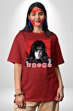 Orochimaru Anime Pamuklu Bisiklet Yaka Kadın Erkek Oversize Boyfriend Dijital Baskılı Kırmızı T-shirt