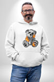 Ateşli Teddy Kadın Erkek  Beyaz Kapüşonlu Sweatshirt Hoodie