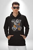 Ateşli Teddy Kadın Erkek  Siyah Kapüşonlu Sweatshirt Hoodie