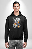 Ateşli Teddy Kadın Erkek  Siyah Kapüşonlu Sweatshirt Hoodie