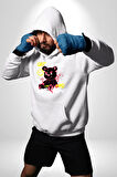 Dışarı Çık Ve Oynayalım Teddy Kadın Erkek  Beyaz Kapüşonlu Sweatshirt Hoodie