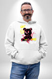 Dışarı Çık Ve Oynayalım Teddy Kadın Erkek  Beyaz Kapüşonlu Sweatshirt Hoodie