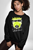 Sık Sık Mutlu Gülmek Teddy Bear Kadın Erkek Siyah Sweatshirt 