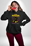 Baş Belası Teddy Kadın Erkek  Siyah Kapüşonlu Sweatshirt Hoodie