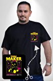 Baş Belası Teddy Siyah Büyük Beden Kadın Basic Minimal Baskılı Tişört