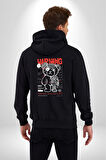 Uyarı Dikkatli Yaklaş Kadın Erkek Siyah Kapüşonlu Fermuarlı Baskılı Hırka Sweatshirt