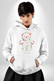 Sadece Yaşamak Kadın Erkek  Beyaz Kapüşonlu Sweatshirt Hoodie