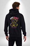 Artık Katlan Kadın Erkek Siyah Kapüşonlu Fermuarlı Baskılı Hırka Sweatshirt